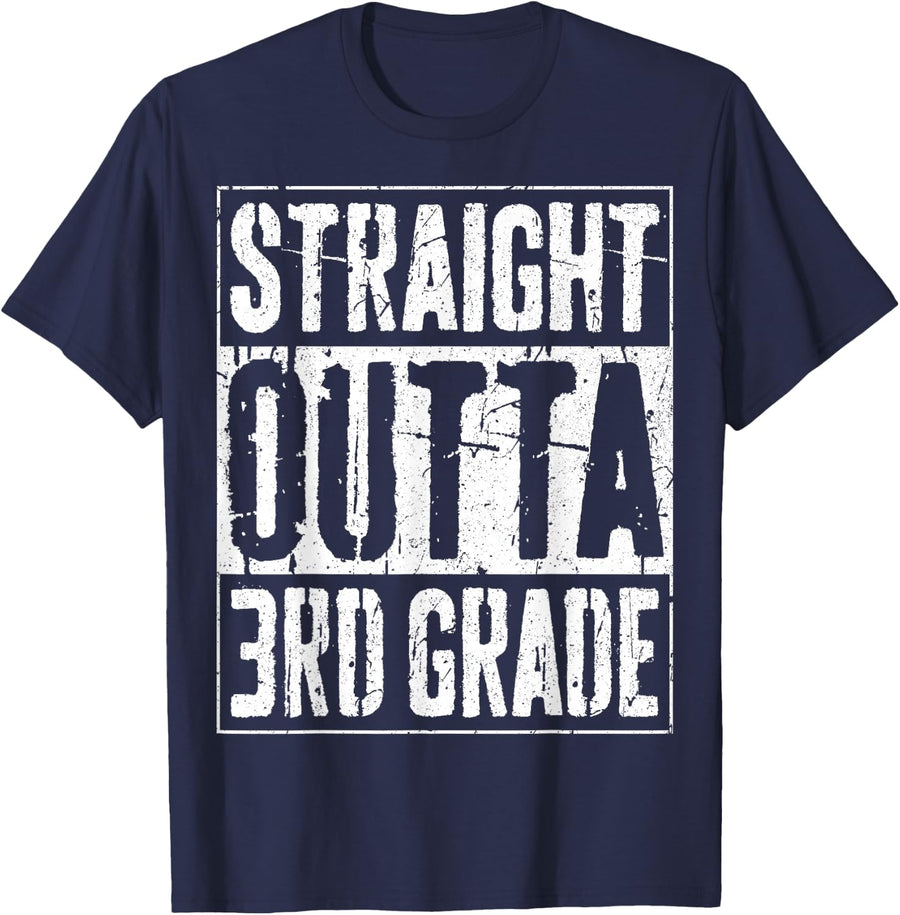 Straight Outta 3rd Grade Shirt Third Grade Graduation T-Shirt - Navy Blue