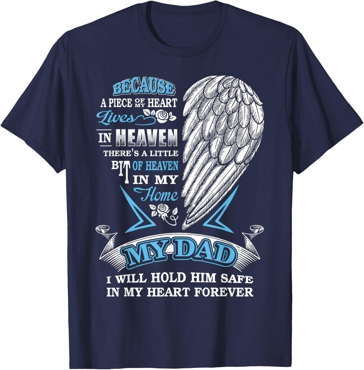 Dad Wing My Guardian Angel You Are My Missing Piece Memorial T-Shirt - Navy Blue