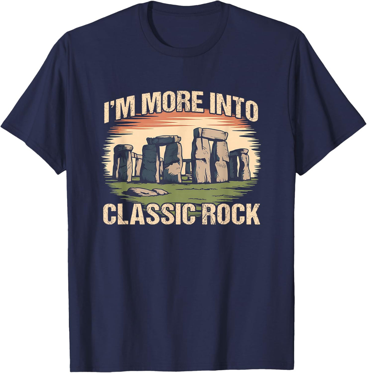 Stonehenge Classic Rock Funny History Pun T-Shirt - Navy Blue