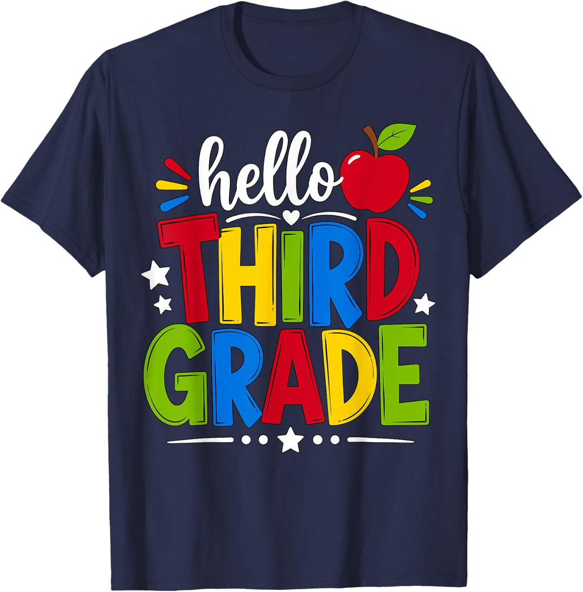 Hello Third Grade Back to School T-Shirt - Navy Blue