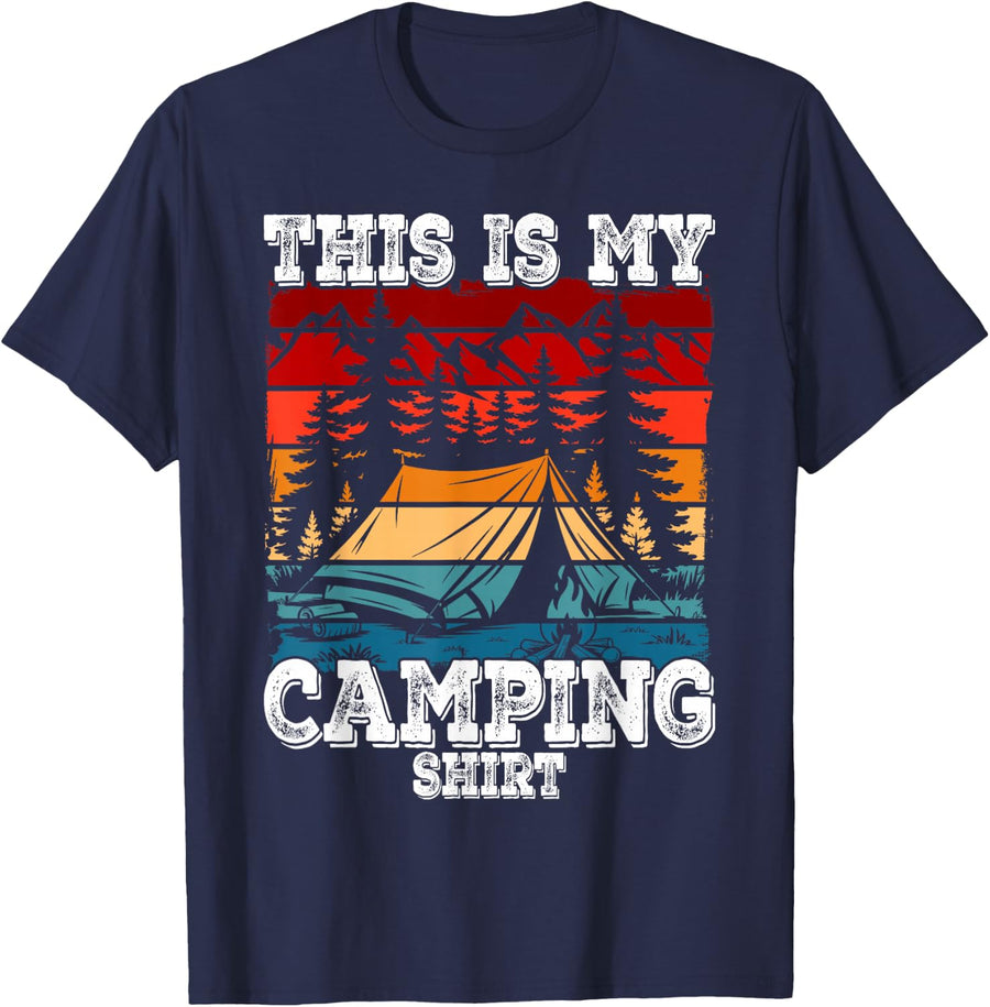 Retro Hiking Nature Outdoor Men Women This is My Camping T-Shirt - Navy Blue