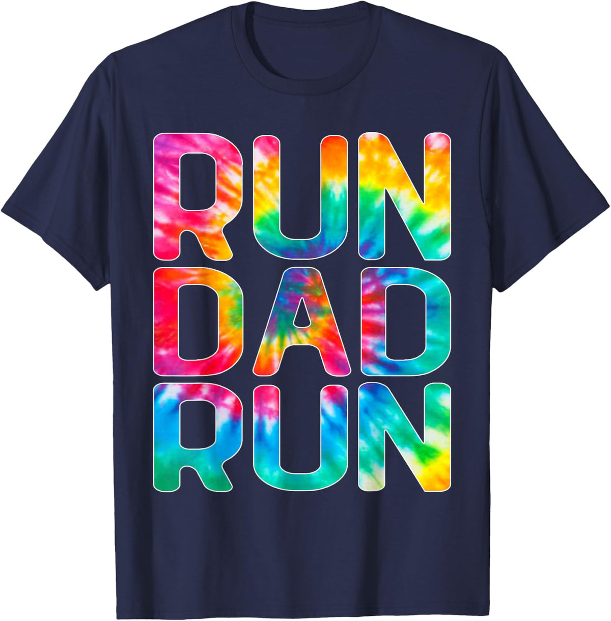 Run Dad Run Marathon Tie Dye Running Spectator T-Shirt - Navy Blue
