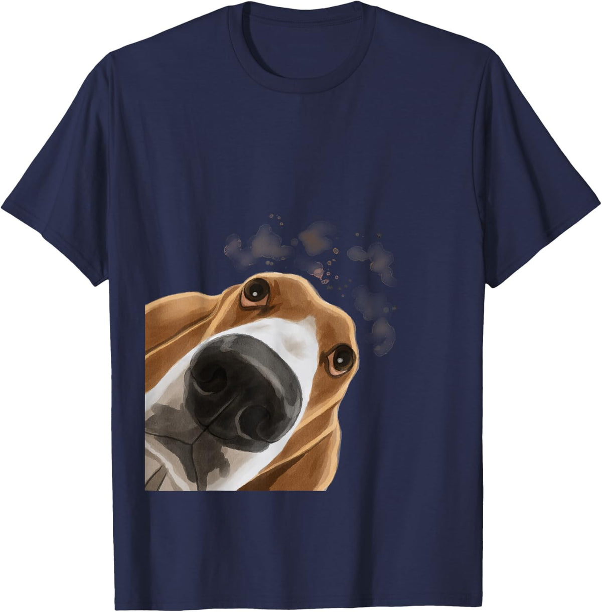 Funny Curious Dog Basset Hound T-Shirt - Navy Blue