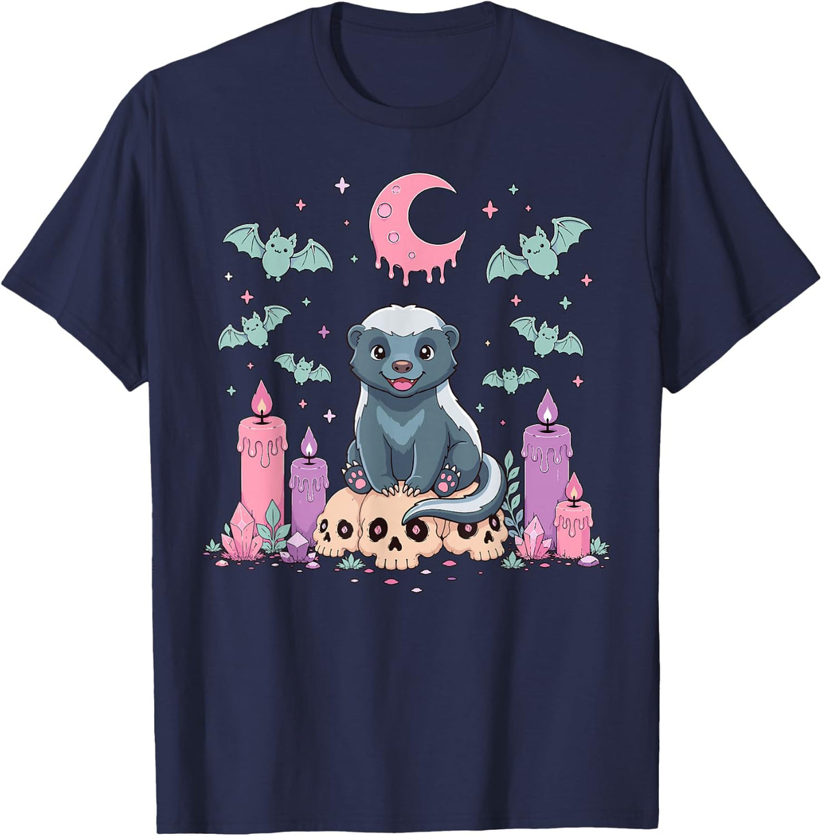 Honey Badger Lover Animal Kawaii Pastel Goth T-Shirt - Navy Blue