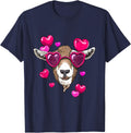 Valentines Goat Shirt Farm Animal Face Goat Lover Farmer T-Shirt - Navy Blue