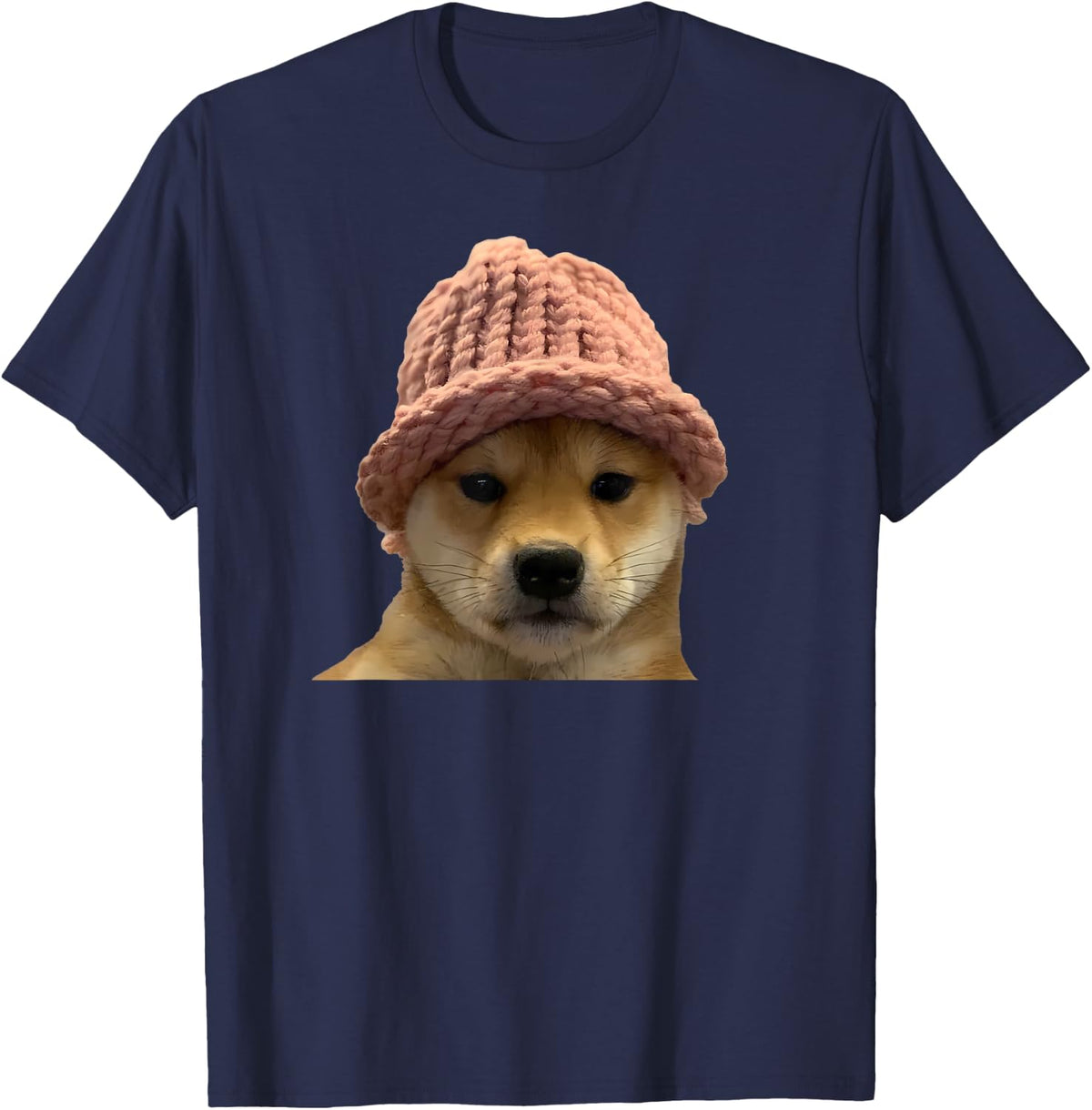 Dog Wif Hat T-Shirt for Men Women - Navy Blue