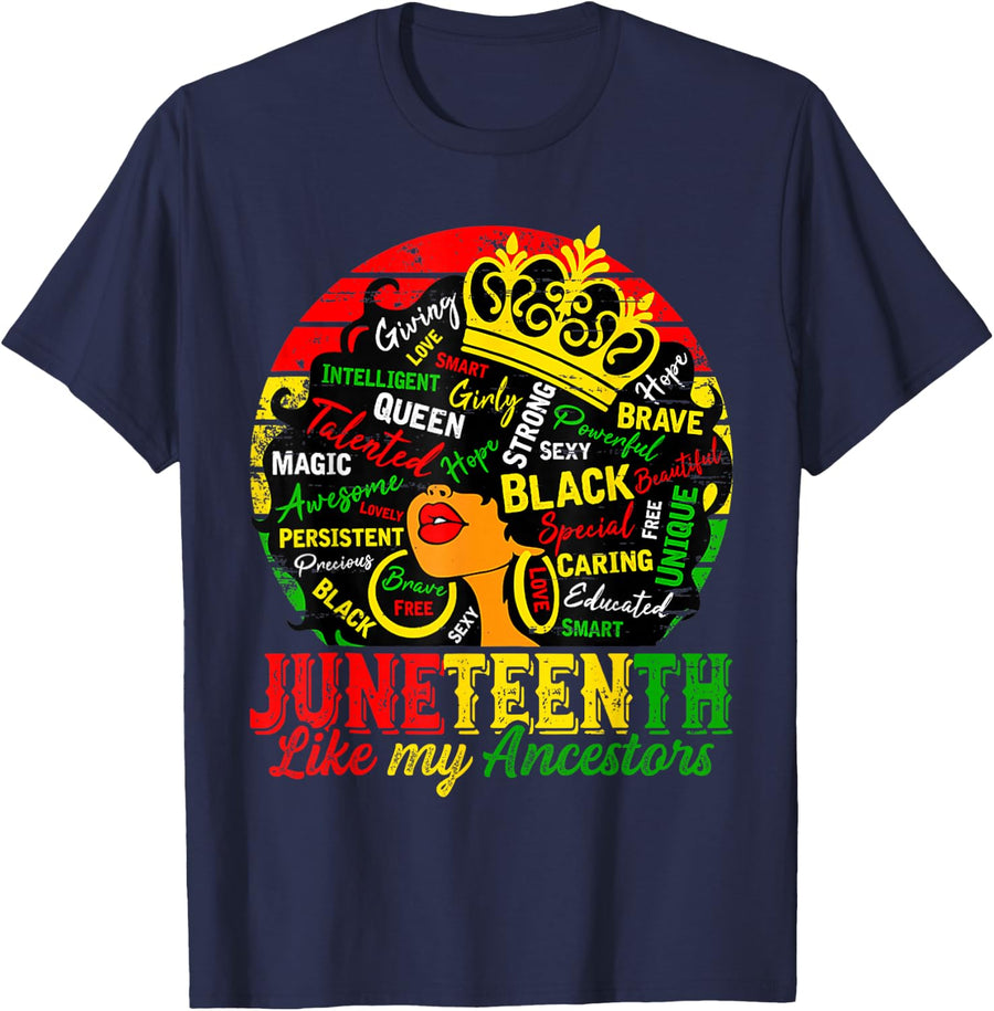 Black Women Freedom 1865 Juneteenth Like My Ancestors T-Shirt - Navy Blue