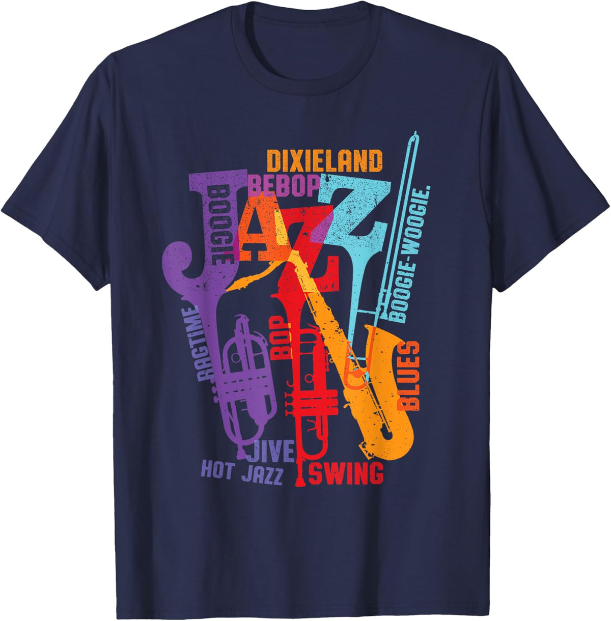 MUSIC SHIRT: Jazz, dixieland, swing, shirt in color unisex T-Shirt - Navy Blue