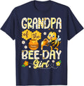 Grandpa of The Bee-Day Girl Funny Bee Birthday Girl T-Shirt - Navy Blue