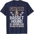Caution Basset Hound is harmless beware Owner Basset Hound T-Shirt - Navy Blue