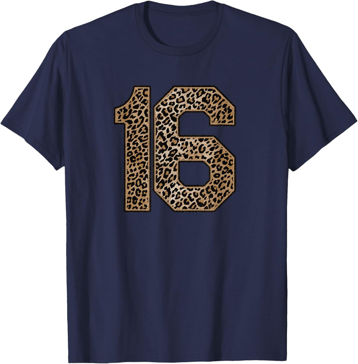 Leopard Number 16 Athlete Sports Jersey Supporter Fanwear T-Shirt - Navy Blue
