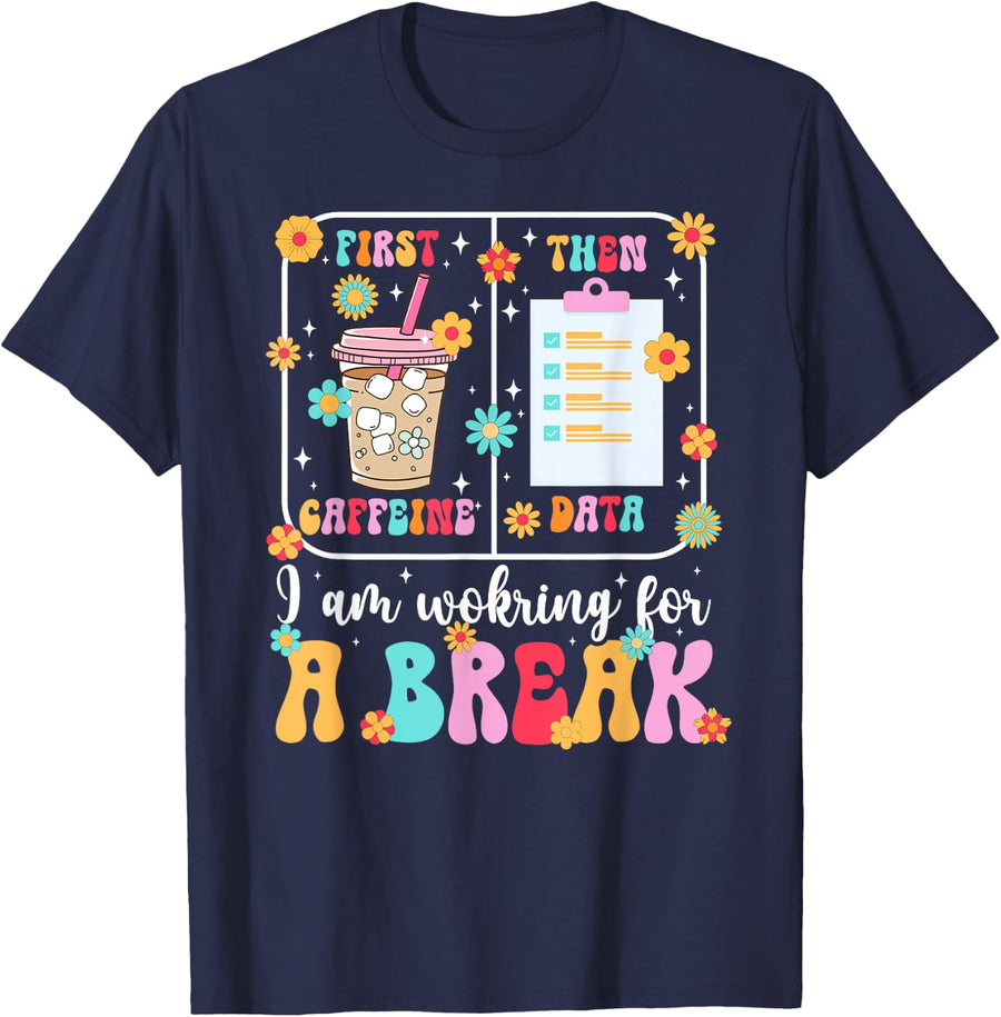 First Caffeine SPED Teacher Special Education Teacher T-Shirt - Navy Blue
