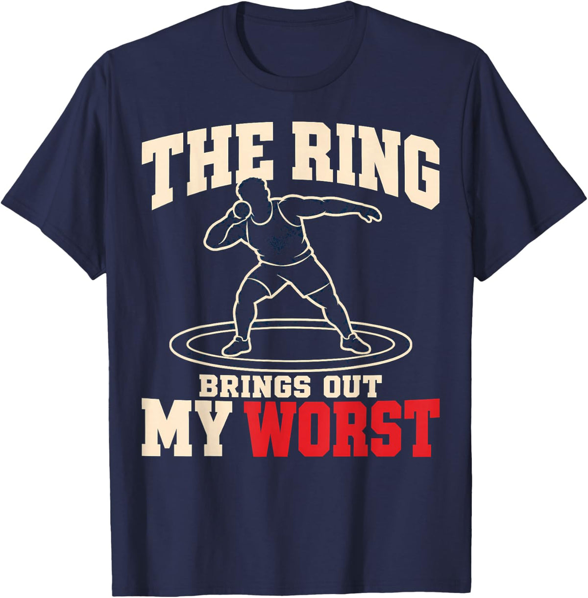 Shot Put Athlete Track and Field Thrower Gift T-Shirt - Navy Blue