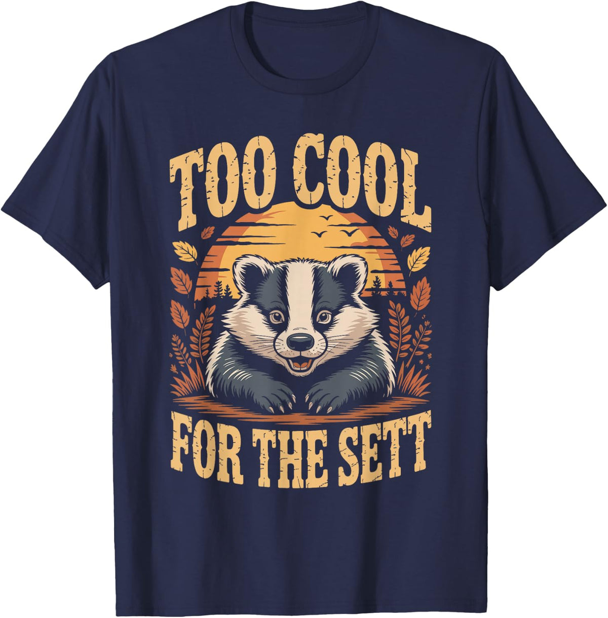 Too Cool for The Sett Badger T-Shirt - Navy Blue