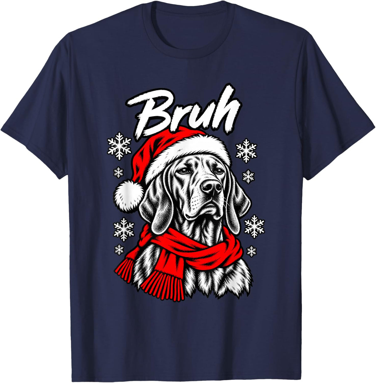 Bruh Unimpressed Vizsla Christmas Dog Tee T-Shirt - Navy Blue