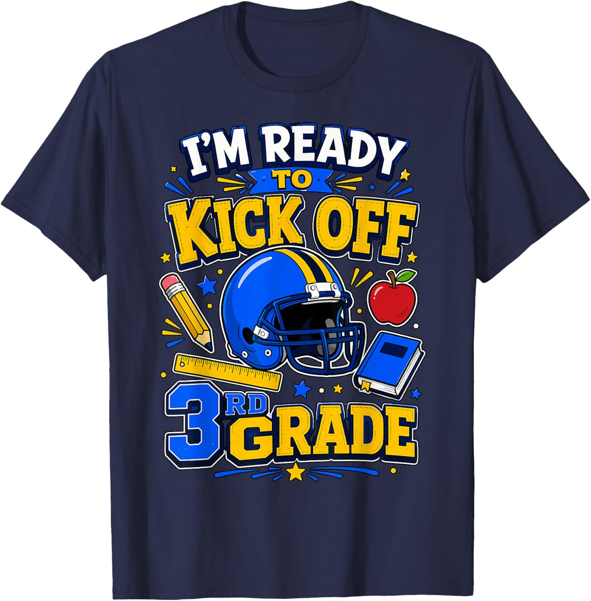 Ready to Kick Off 3rd Grade Football T-Shirt - Navy Blue