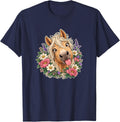 Dun Horse Head Portrait Equestrian Horse Lover T-Shirt - Navy Blue
