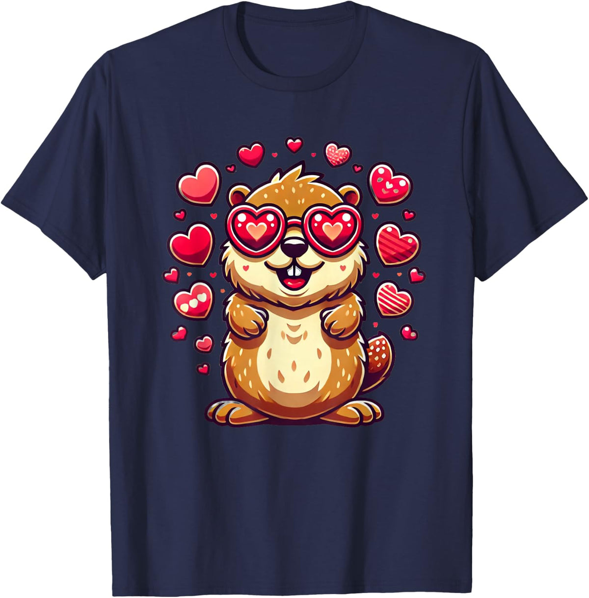 Groundhog Valentines Day Animal lovers T-Shirt - Navy Blue