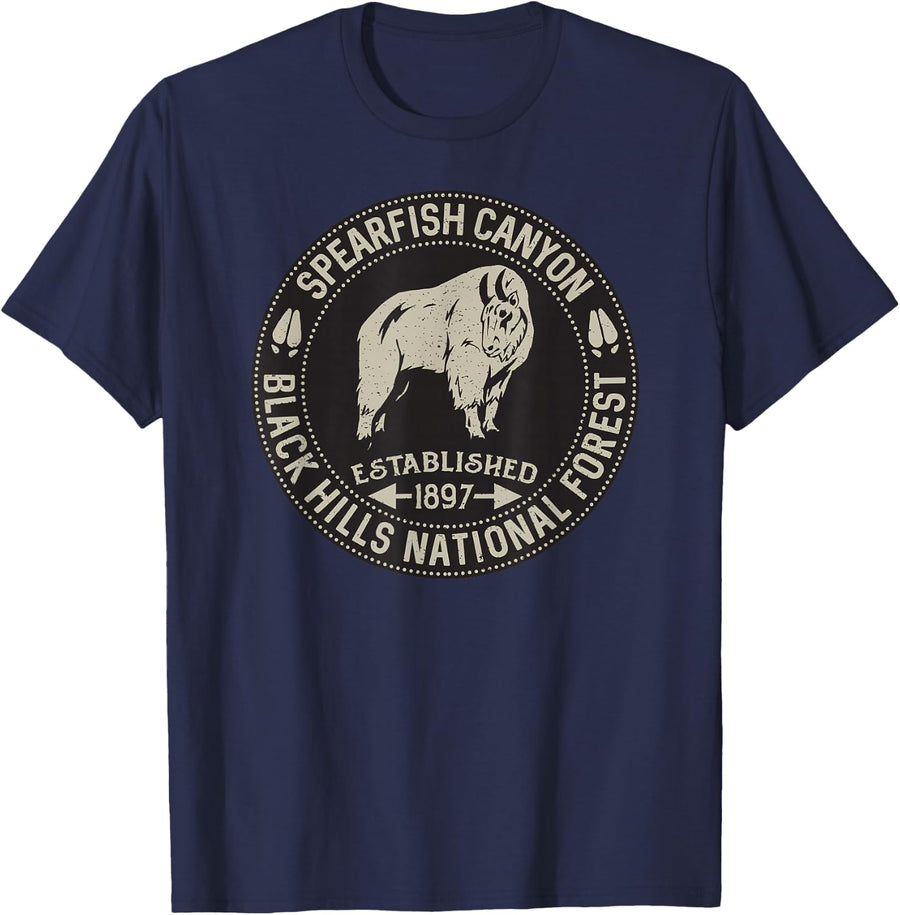 Spearfish Canyon Black Hills National Forest Hiking T-Shirt Tee for Men Women - Navy Blue