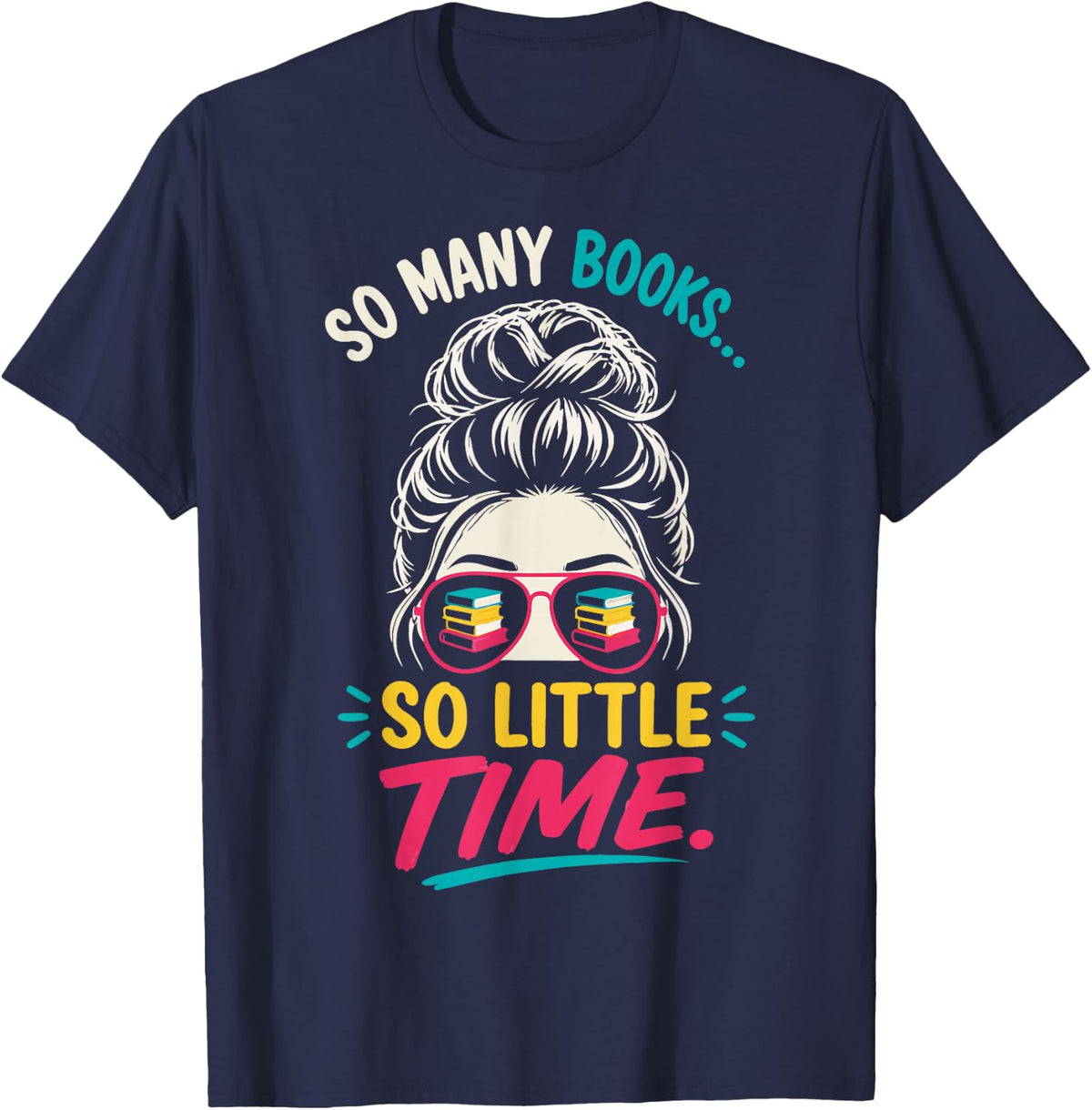 Woman Book Lover Library Reading Librarian T-Shirt - Navy Blue