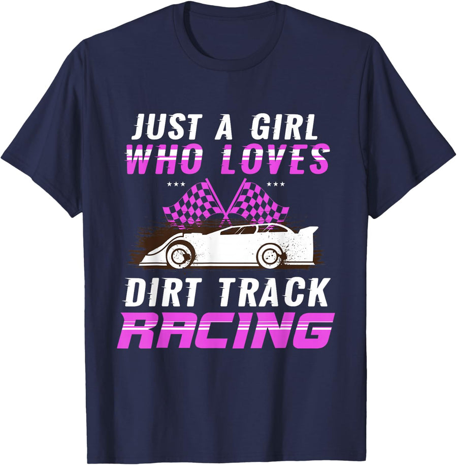 SPRINT CAR / DIRT TRACK RACING / RACE CAR: just a Girl T-Shirt - Navy Blue