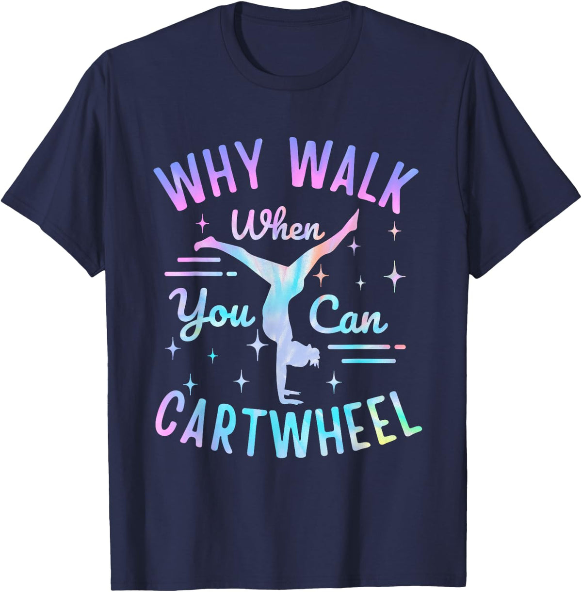 Gymnastics Art For Girls Women Tie Dye Cartwheel Gymnast T-Shirt - Navy Blue