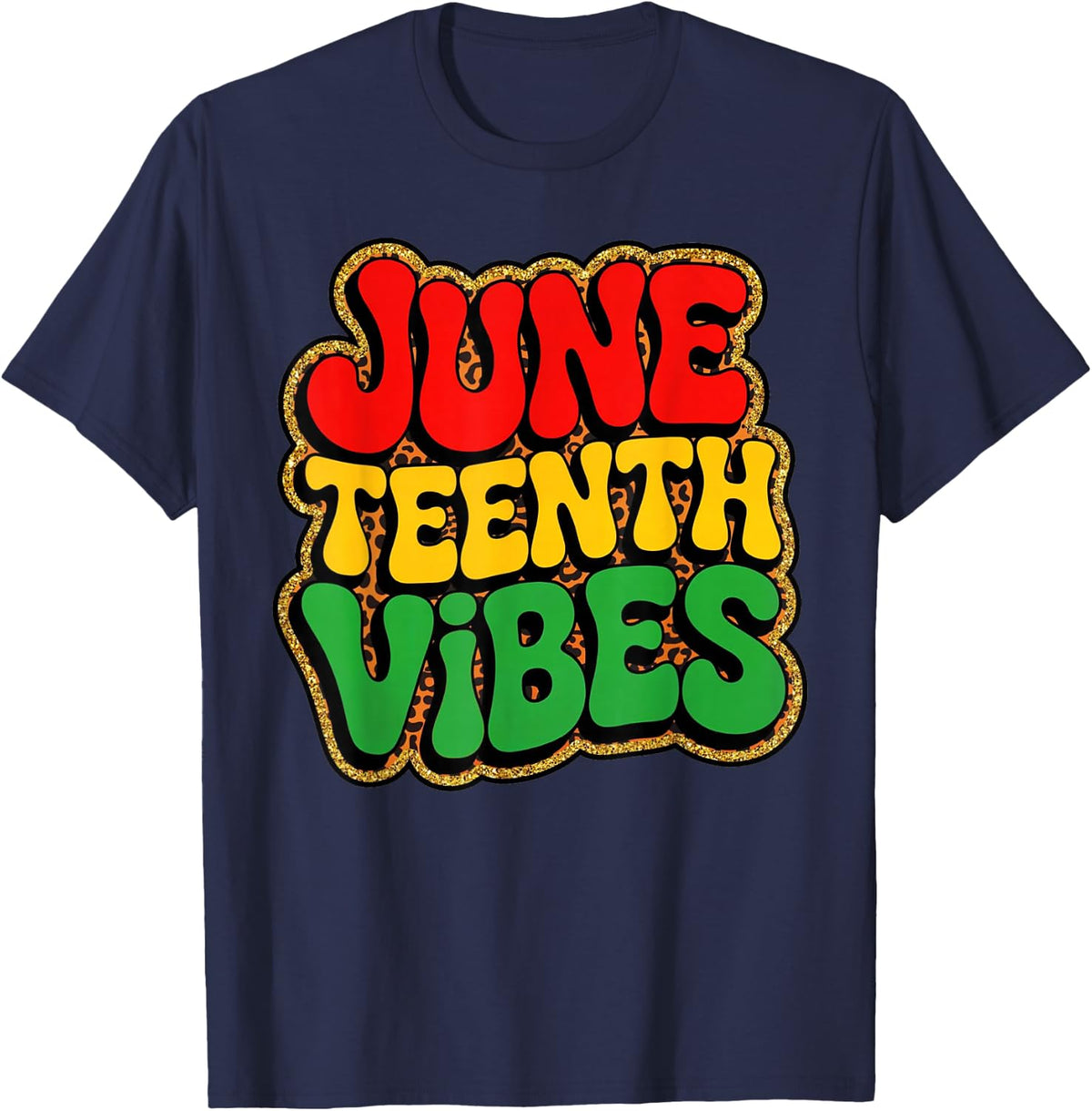Groovy Juneteenth Vibes Tee Vintage Pride Men Women T-Shirt - Navy Blue
