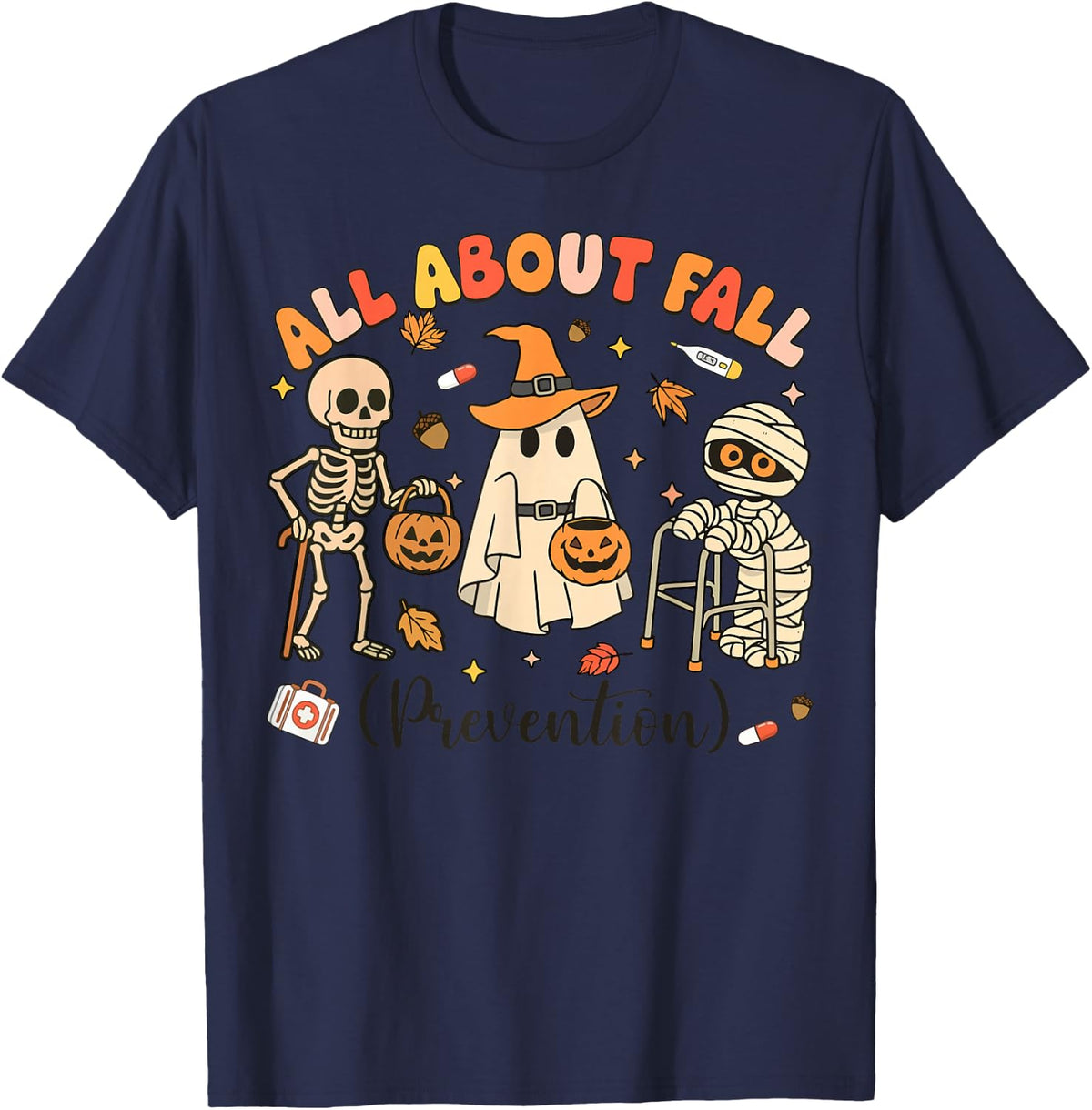 All About Fall Prevention Fall Nurse Physical Therapy PT OT T-Shirt - Navy Blue