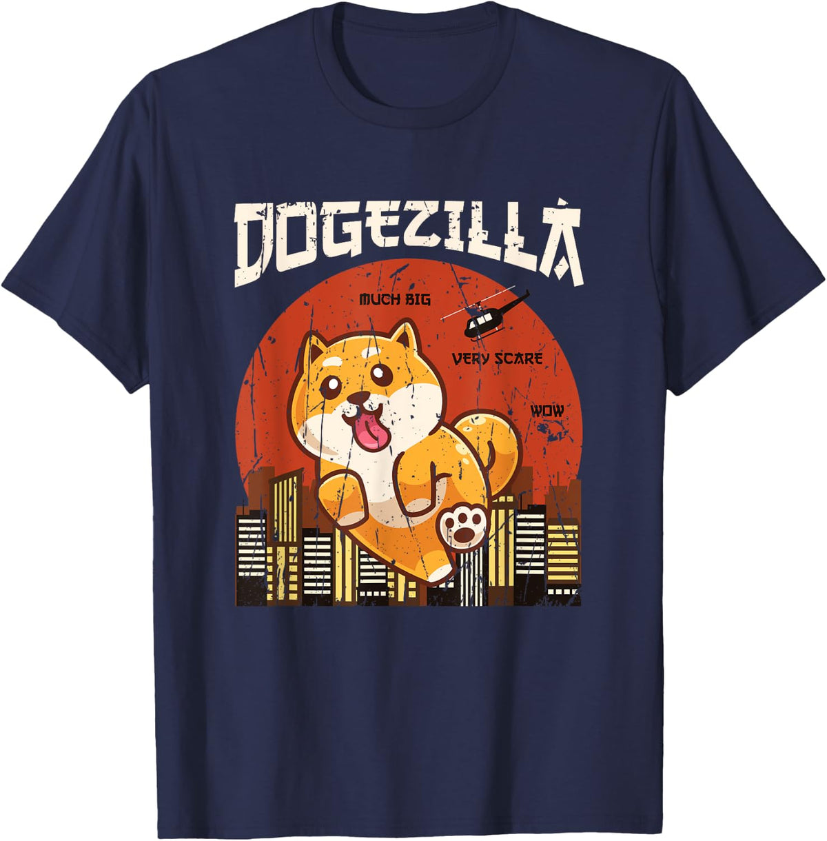 Dogezilla much big very scare wow - puppy T-Shirt - Navy Blue
