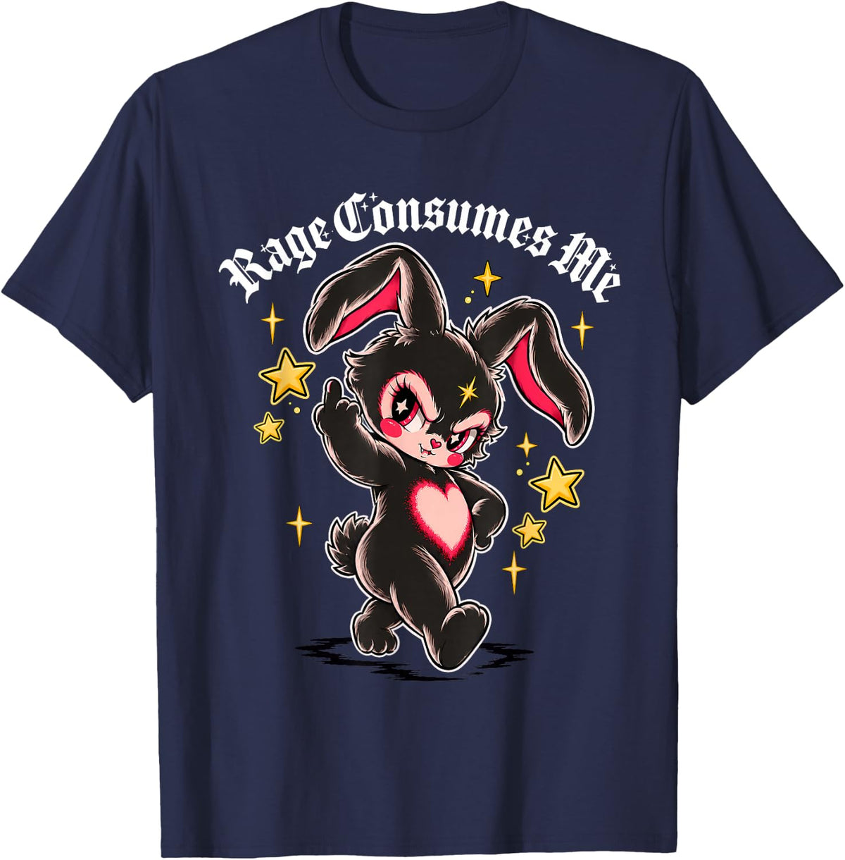 Vintage Rage Consumes Me Little Black Goat Women Men Kids T-Shirt - Navy Blue