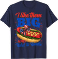 I Like Them Big And Hard To Handle Funny Weiner 4th Of July T-Shirt - Navy Blue