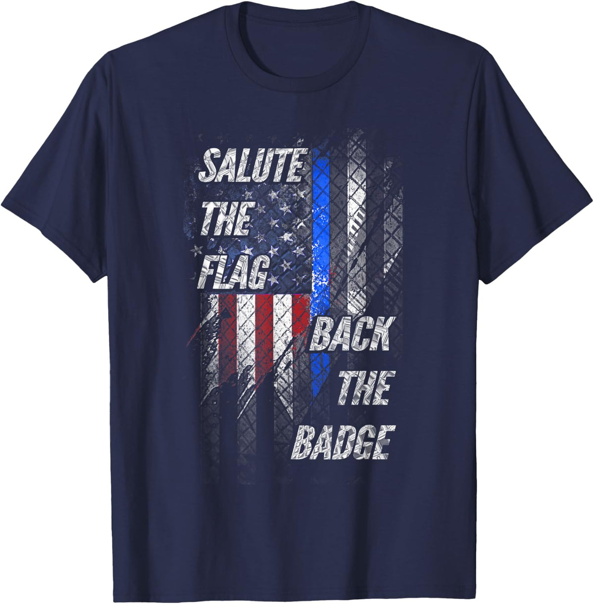 Salute The Flag Back The Badge T-Shirt - Navy Blue