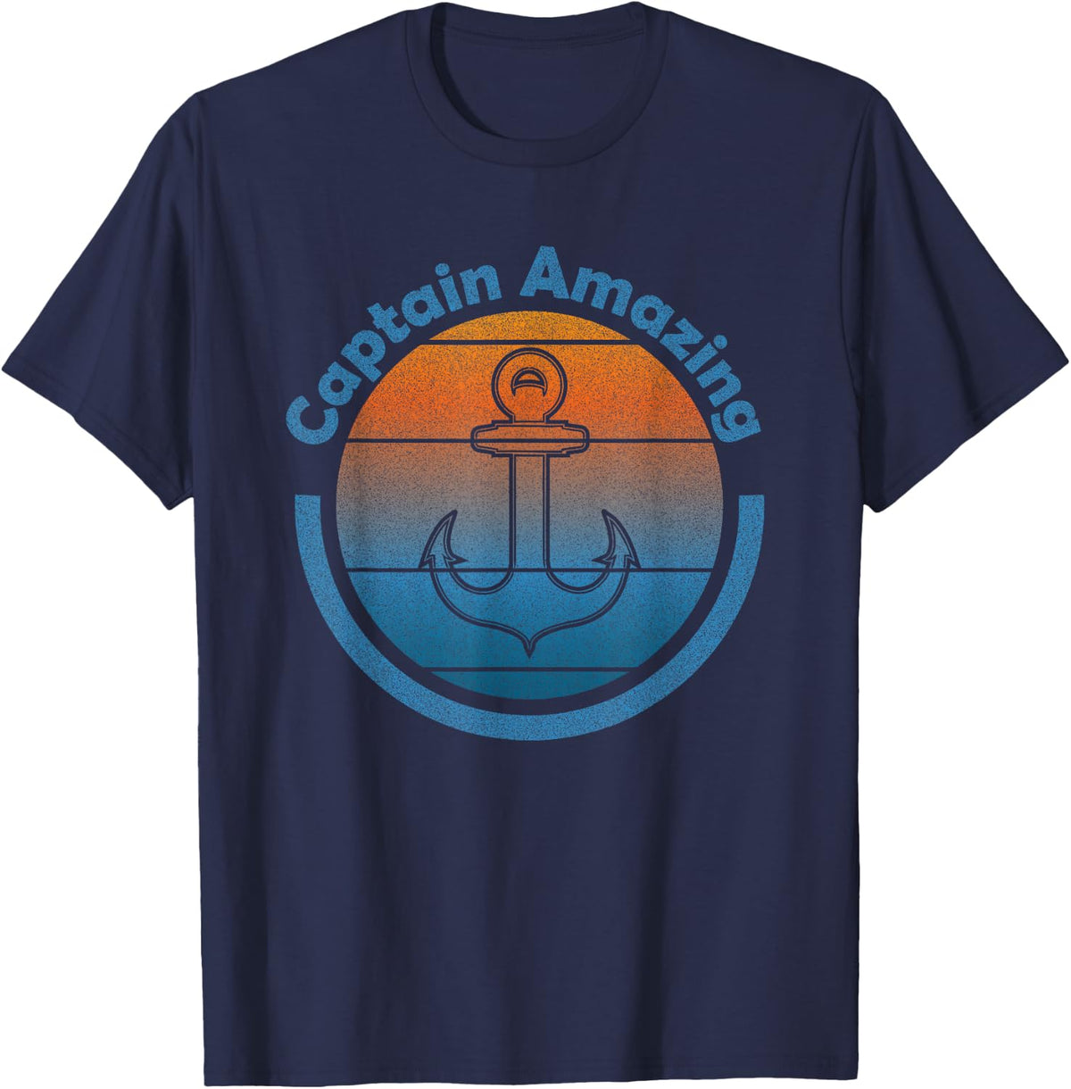 Retro Vintage Nautical Anchor | Captain Amazing Sailing T-Shirt - Navy Blue
