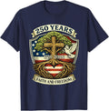 250th Anniversary 1776-2026 USA Infinity American Flag US T-Shirt - Navy Blue
