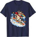Goat Snowboarding on Cloud Funny Animal Meme T-Shirt - Navy Blue