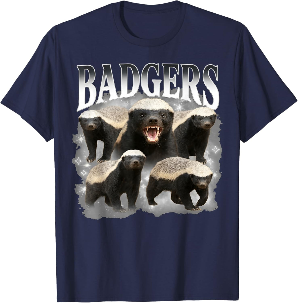 Vintage Honey Badger Funny Meme Retro Animal Long Sweat T-Shirt - Navy Blue