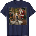 Funny Basset Hound Santa Claus Selfie Meme Christmas Pajamas T-Shirt - Navy Blue