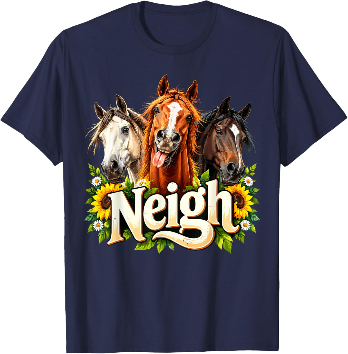 Neigh Funny Horse Lover T-Shirt - Navy Blue