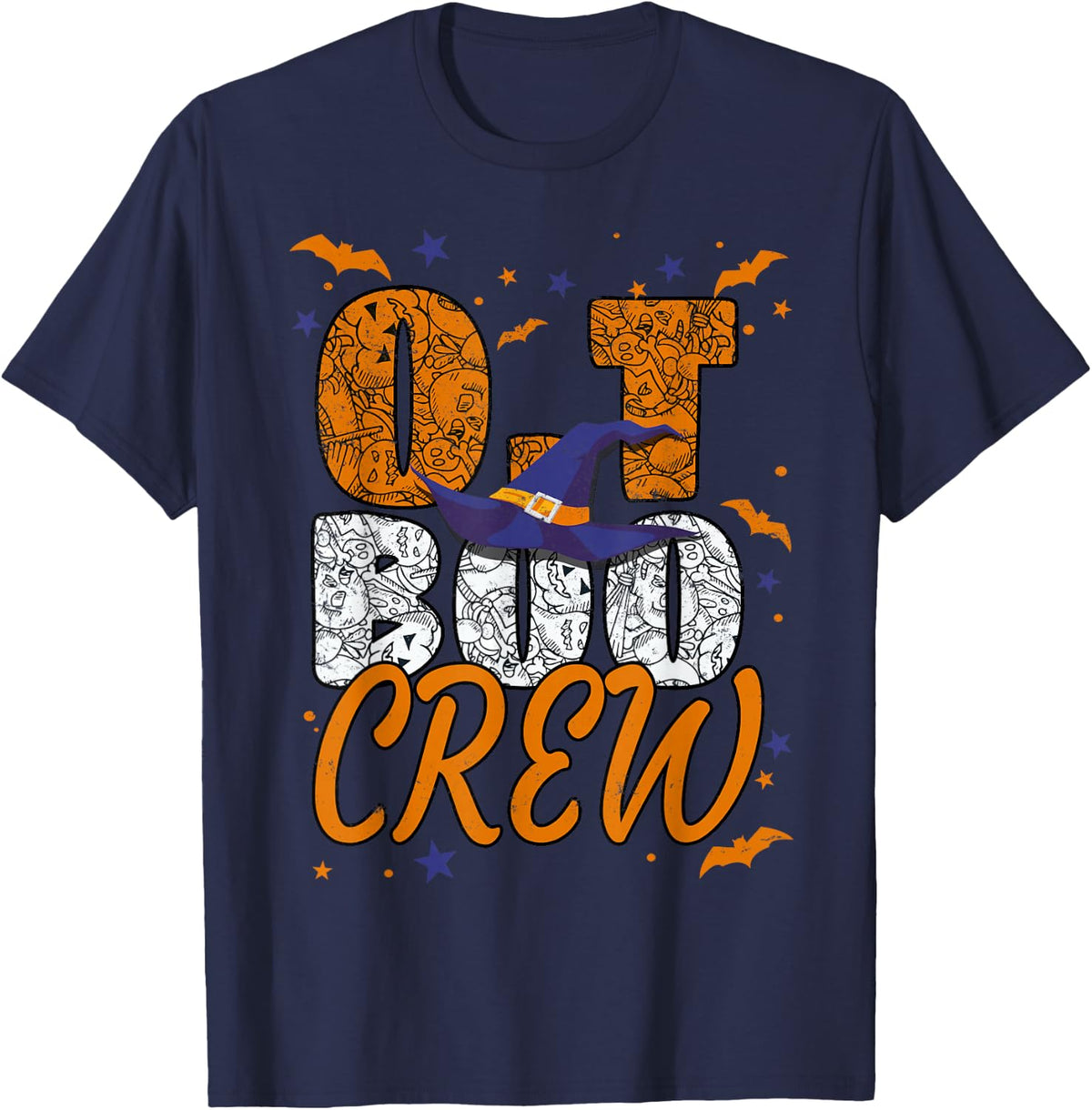 OT Boo Crew Halloween Occupational Therapist Matching T-Shirt - Navy Blue