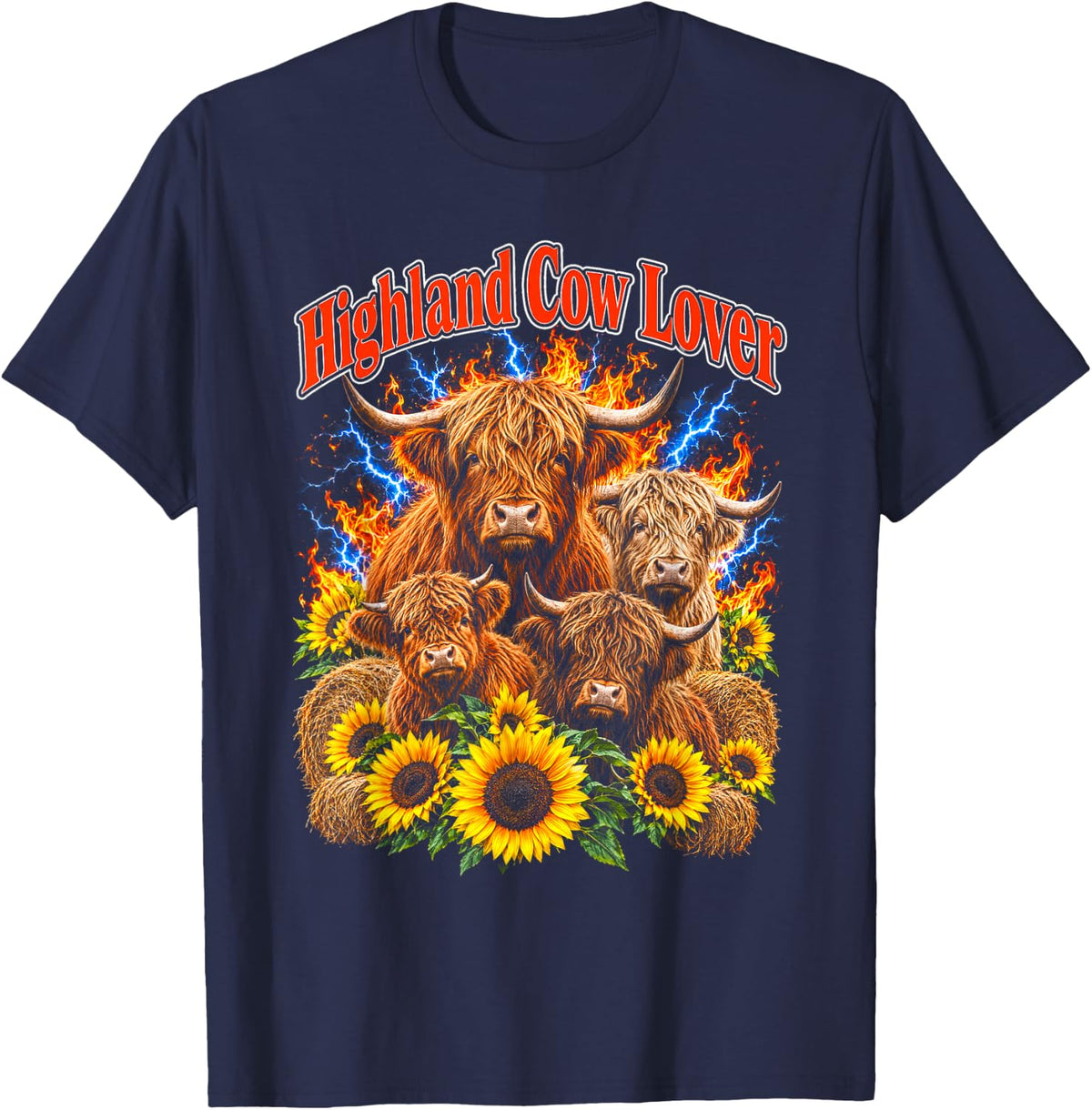 Highland Cow Lover Highland Cattle Farmer T-Shirt - Navy Blue