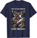 Saint Michael Above Mine Head Flag Lamps Catholic T-Shirt - Navy Blue