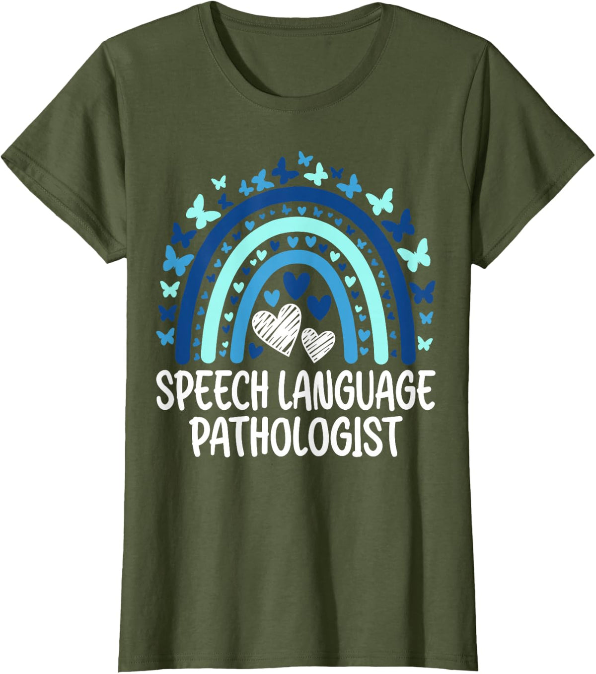 Speech Language Pathologist - Boho Rainbow Speech Therapy T-Shirt - Olive Green