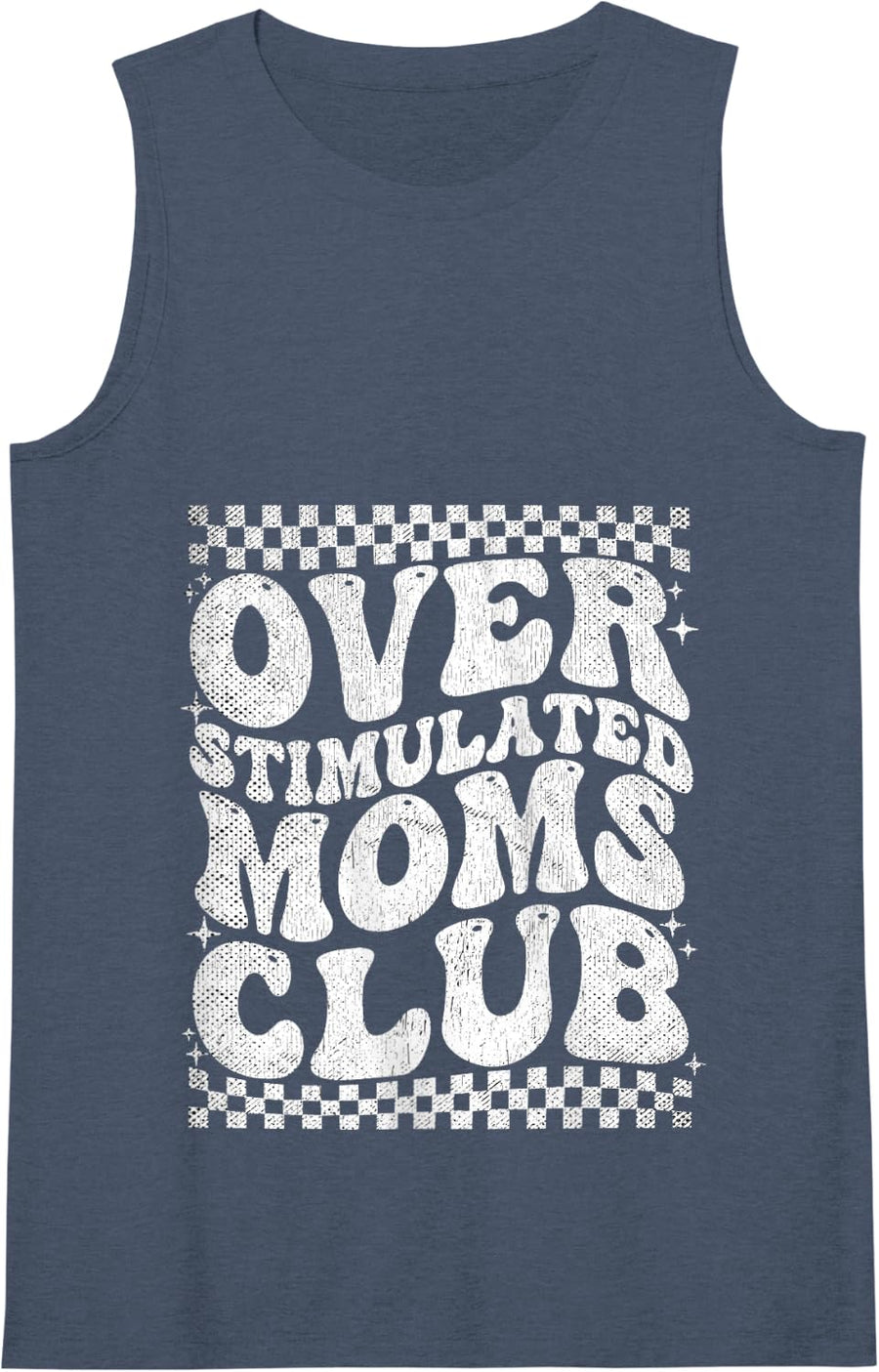 Womens Overstimulated Moms Club Neurodivergent Mom Mental Health Tank Top - Navy Blue