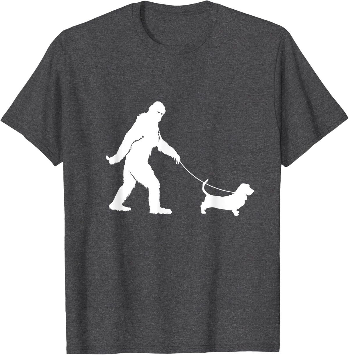 Bigfoot Fun Basset Hound Shirt Funny Sasquatch Dog Gift T-Shirt for Men Women Kids - Dark Heather Grey