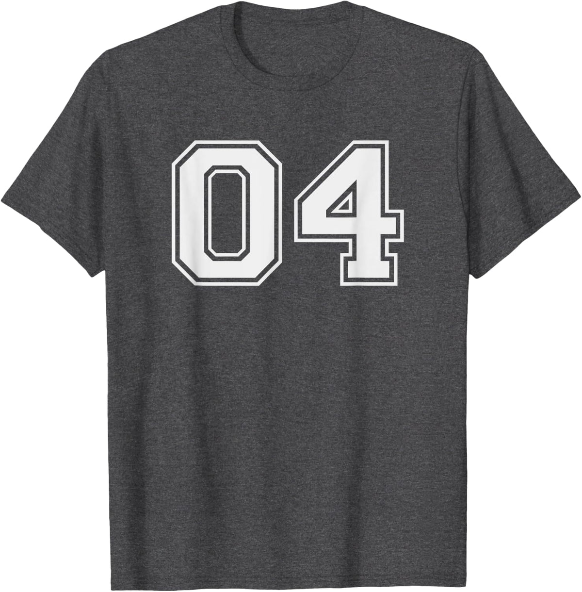 04 Sports Jersey Number T-Shirt for Fan or Player #04 - Dark Heather Grey