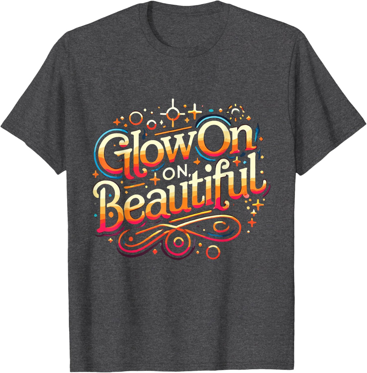Glow On Beautiful Retro Script Esthetician Skin Care T-Shirt - Dark Heather Grey