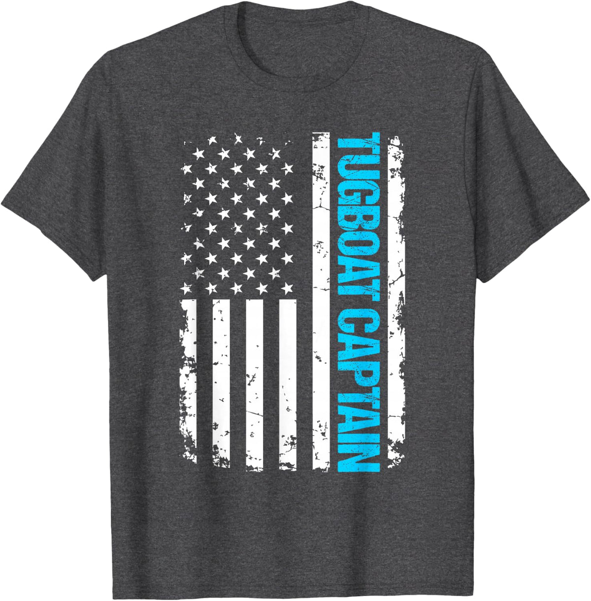 Tugboat Captain USA Flag T-Shirt - Dark Heather Grey