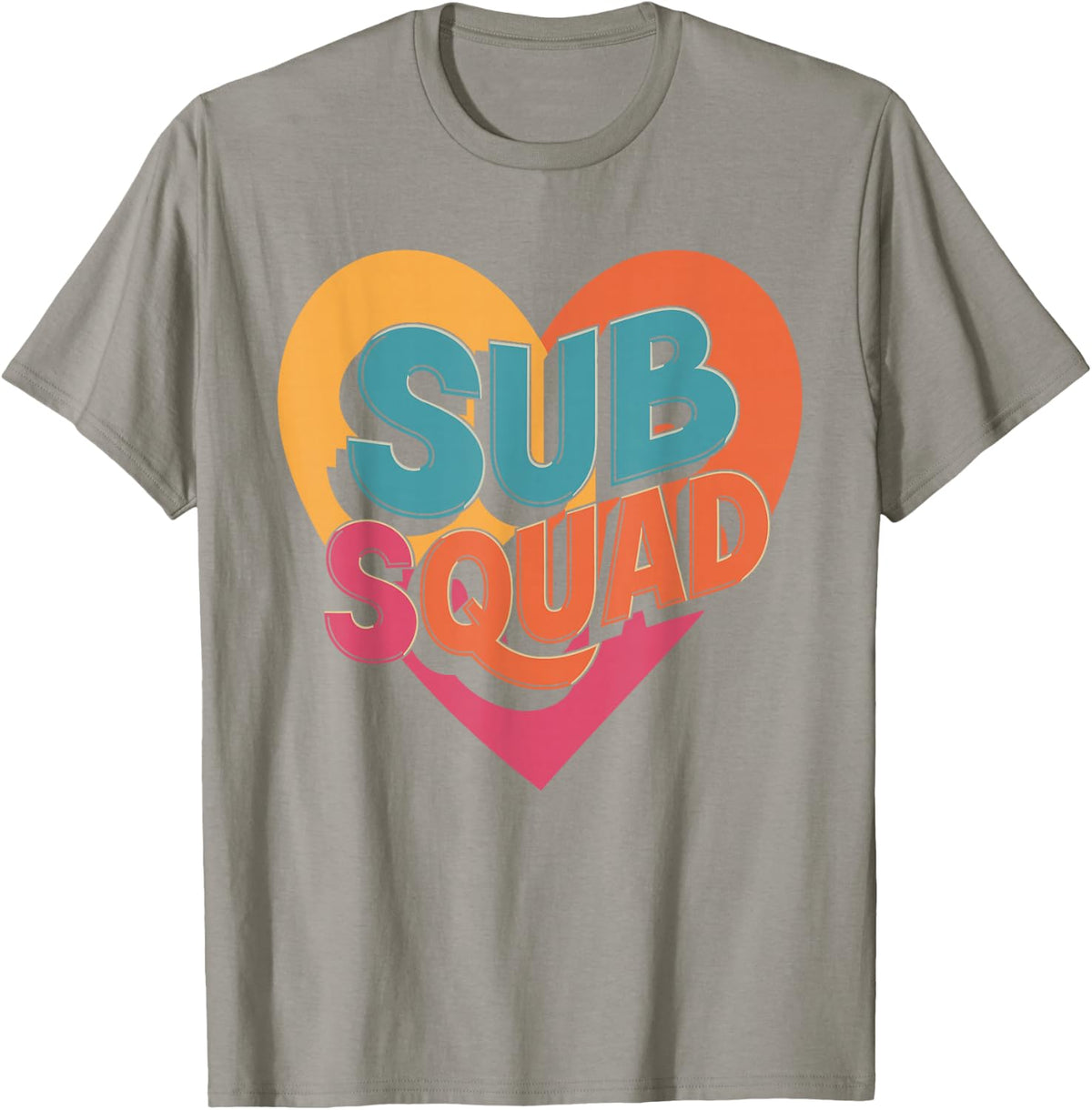 Sub Squad Rainbow Hearts T-Shirt for Teachers T-Shirt - Slate Grey