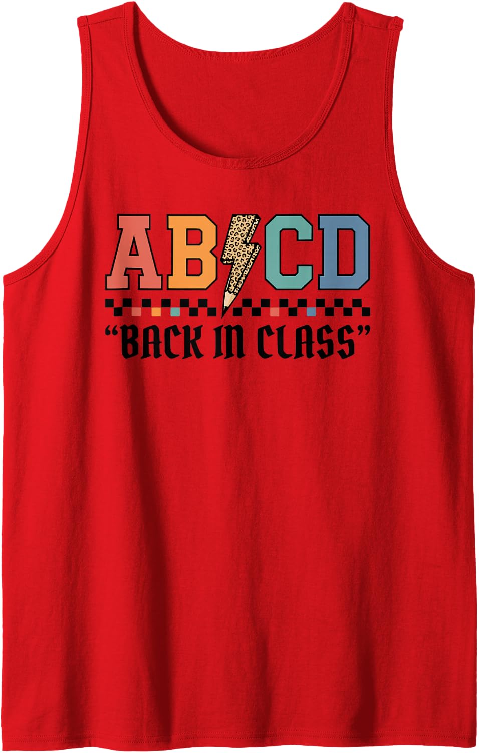 Funny Music Teacher ABCD Back in Class Sleeveless Tank Top - Red