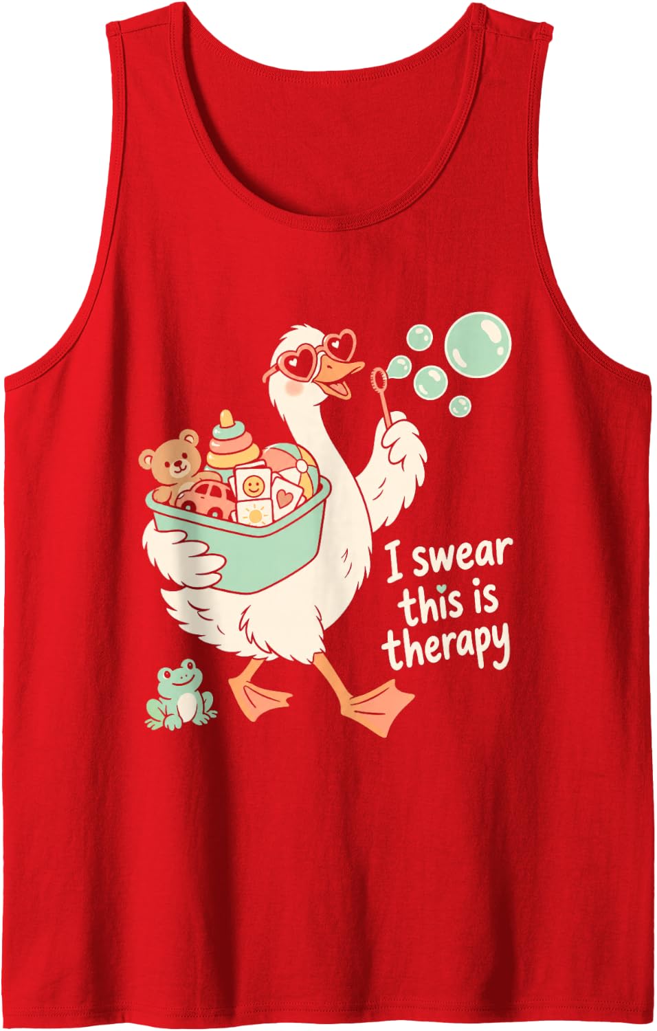 Neurodivergent Sensory Therapy Humor ADHD Autism Goose Sleeveless Tank Top - Red